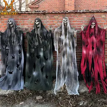Molezu Halloween Lebky Kostra Visí Ghost Ornament Prop DIY Strana Domov Dvere Horor Strašidelný Dom Rozloženie Prop