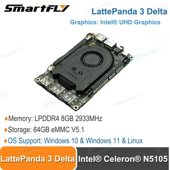 LattePanda 3 Delta 864 - Intel Celeron N5105 Windows/Linux Jeden palubný Počítač Quad-Core CPU LPDDR4 8 GB/64 GB eMMC UHD Grafika