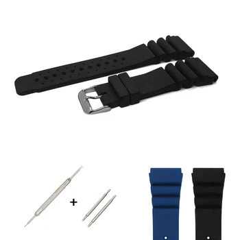 Vysoko Kvalitné Silikónové Gumy Hodinky Remienok 24 mm Sledovať Kapela Black Blue Soft Watchband Trvanlivé Nepremokavé pre Pánske Športové Hodinky Pásu