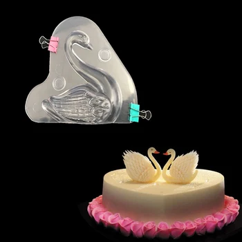 Polykarbonátové Formy Transparentné 3D Swan Tvar Plastové Čokoláda Plesne DIY Pečenie Zdobenie Cukrovinky Jelly Mousse Formy veľká noc Výzdoba