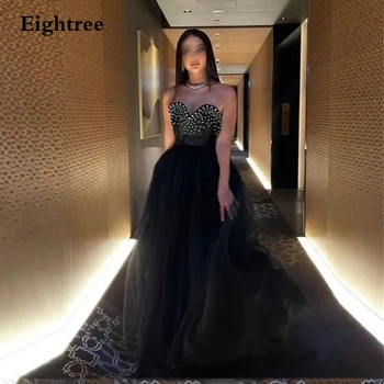 Eightree Crystal Black Večerné Šaty Tylu Bez Ramienok Elegantné Formálne Ženy Prom Šaty Šaty De Soirée 2022 Abendhttpder Dubaj