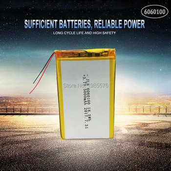 3,7 V 5000mAh 6060100 Polymer Lithium LiPo Nabíjateľná Batéria Pre GPS, PSP DVD PAD Tachografu power bank Reproduktor Svetlomet