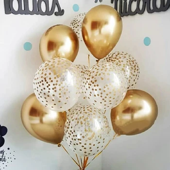 1set Zlato Wavelet Dot Transparentné Latexové Balóny Na Valentína, Svadbu, Narodeniny, Party Dekorácie Baby Sprcha Globos Darček
