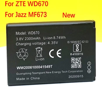 WD670 Nové 2300mAh 8.74 Wh Li-ion Batéria Pre ZTE Jazz MF673 DC009 Super Mobilný Telefón, S Sledovacie Číslo 0