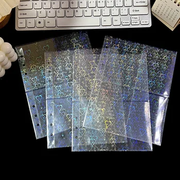 10Pcs A5 Laser Transparentné Súbor Držiak na Notebook 6 Otvor Loose Leaf DIY Dokument Taška Spojovacích Krúžkov PVC Skladovanie Záväzné Zložky
