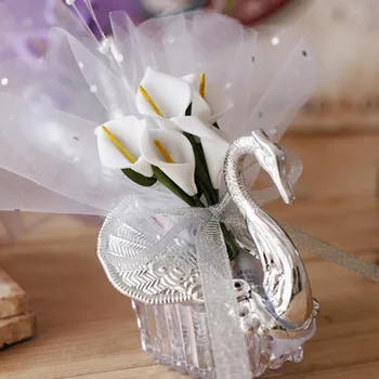 24 sady newlywed akryl swan candy box svadobný dar novinka dieťa sprchovací box candy