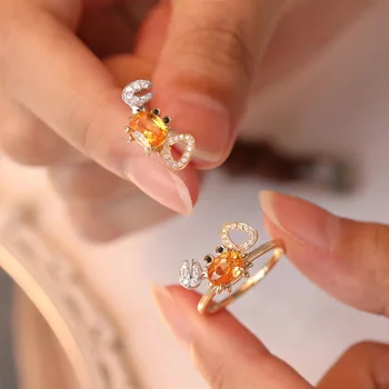 925 sterling silver vykladané kryštálmi orange drahokam krab šperky sady pre ženy detinské nádherné náhrdelníky náušnice, prsteň 0