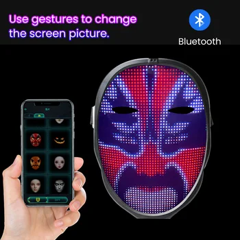 Programovateľné Svetla Masky LED Tvár Transformácia Maska Led Masky s Bluetooth ovládanie pre Kostýmy Cosplay Party Maškaráda Hračka