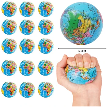 12Pcs 65mm Proti Stresu Úľavu na Mape Sveta Pena Loptu Atlas Zem Svete Palm Loptu Planéty Hračky pre Chrildren Vzdelávacie Dodávky