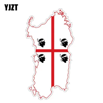 YJZT 7,5 CM*14.4 CM Sardínia Taliansko Vlajky Motocykel Odtlačkový Mapu Creative Auto Nálepky 6-1236