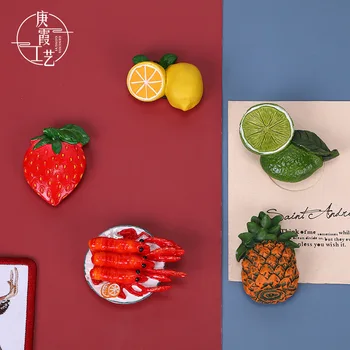 Kreatívne Ručne maľované Mini Roztomilý Potravín Magnet Ananás, Citrón, Pomaranč, Jahoda Lobster Živicové Nálepky, Magnet na Chladničku Dekor