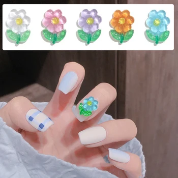 5 ks Klinec Umenie Lesklé Crystal Kvet 3D Candy Farby na Nechty, Šperky, Ozdoby na Nechty, Japonská Nail Art Flower Nail Art Decoration