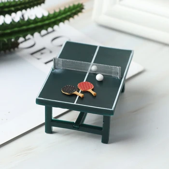 1/12 Domček Pre Bábiky Mini Ping Pong Stôl S Lopty & Loptičky Doll House Decoration Stolný Tenis Gule