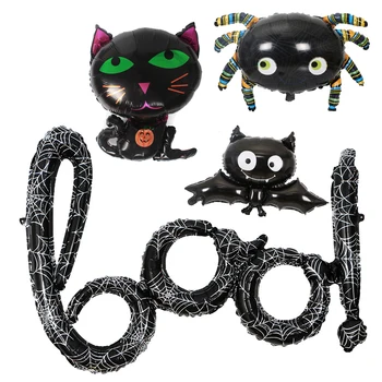 boo halloween balón pavučina conjoined balón black bat pavúk čierna mačka, balón, veľkonočné horror party dekorácie balón