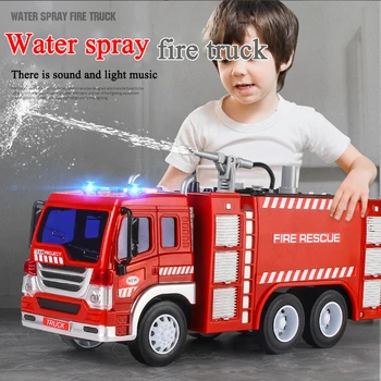 Nadrozmerné detí hasič autíčka požiarne vozidlo môže striekajúcej vode veľký chlapec záchranu auto dieťa rebrík auto