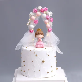 Jedinečné Kvety, Svadobné arch tortu vňaťou narodeninovej party upečený koláč vložená vlajka šifón svadobnú tortu mulčovače narodeniny dekorácie