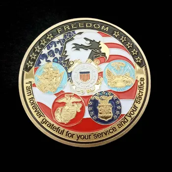 Pozlátené Mince USA Navy USAF USMC Armáda Americká Pobrežná Stráž Zadarmo Eagle Totem Zlato Vojenské Medaila Výzvou Mince Zber