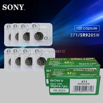 100ks Sony 1.55 V AG6 371 SR920SW LR920 SR927 171 370 L921 LR69 SR920 Pre Sledovať gombíkové Batérie Jedno zrno balenie