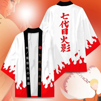 Nové Anime Konoha Sedem Generácií Hokage Symbol Kimono Kakashi Uzumaki Ninja Cosplay Kostýmy Plášť Teens Cardigan Bunda Haori