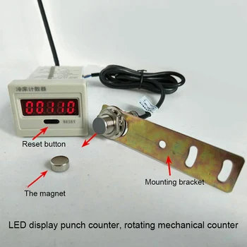 LED Punč Počítadlo Digitálny Displej Vratný / Rotujúce Mechanické Počítanie Magnetické Indukčné Elektronické Počítadlo