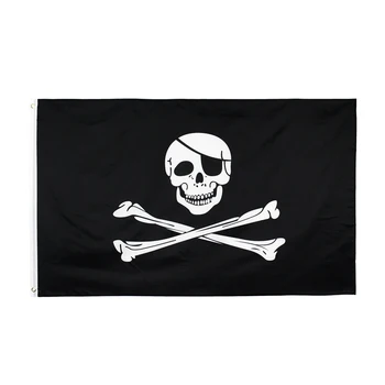 VOLEBNÝ 90x150cm Veľké Lebky hlavový most skríženými hnátmi Piráti Vlajka Jolly Roger pirátske vlajky