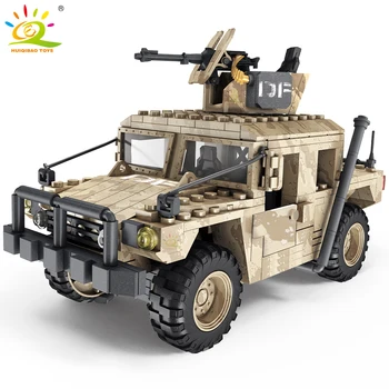 HUIQIBAO 469PCS Vojenské Desert Buggy Truck Stavebné Bloky SWAT Polícia Vojak Vozidla Zbraň Auto Tehly Hračky pre Deti, Chlapec 0