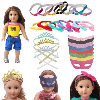 Nová Bábika Príslušenstvo, Pás,Maska,Hairband a Korunu Nosenie vhodné Na Americké Dievča Bábiku Šaty, 18-palcové Bábika(iba predávať oblečenie