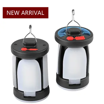 500lm Skladacia Slnečná Energia Nabíjateľná Camping Lampa USB Ultra Svetlé Vonkajšie Núdzové Noc Trhu Kút Svetlo S Hákom