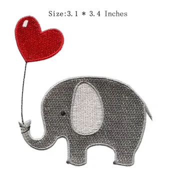Srdce s lephant výšivky patch 3.1