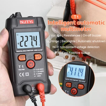 Mini Digital Smart Multimeter T1 Prenosné Elektrické Meter, a Automobilový Profesionálny Tester True RMS NCV 600V AC DC Napätie Tester