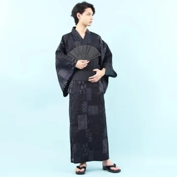 Japonské Kimono Tradičné Cardigan S Obi Pásu A Taška Yukata Mužov Samuraj Cosplay Kostým Župan Harijuku Oblečenie Pajama