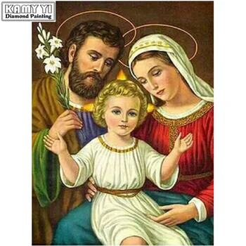 DIY Diamond Maľovanie Cross Stitch 5D Náboženské Svätej Rodiny Obraz Celej Diamond Výšivky Mozaiky Ježiš Domova GiftXY25 0