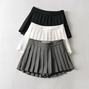 Letné Vysoký Pás Sukne Dámske Sexy Mini Sukne Vintage Skladaná Sukňa Kórejský Tenis Sukne Krátke Biela Čierna 0