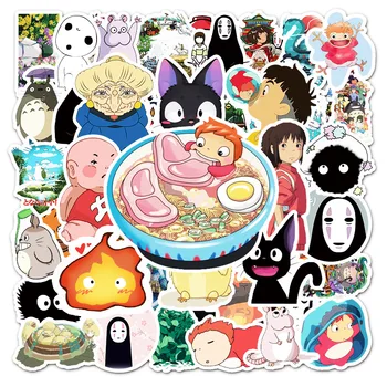 50pcs Hayao Miyazaki Anime Nálepky Cartoon Totoro Odvážneho Preč Dievča Nálepky DIY Skateboard Kufor na Gitaru Graffiti Nálepka