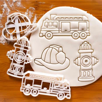 Cartoon Inžinierstvo Automobilová Požiarne Vozidlo Ambulancie Traktor Cookie Formy Fondant Námrazy Biscuit Fréza Formy Maslo Cookie Embosser Plesní