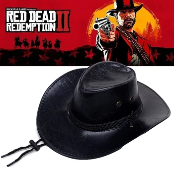 Hra Dead Redemption 2 Západnej Kovboj Kožený Klobúk Arthur Morgan Cosplay Unisex Čiapka Kostým Prop