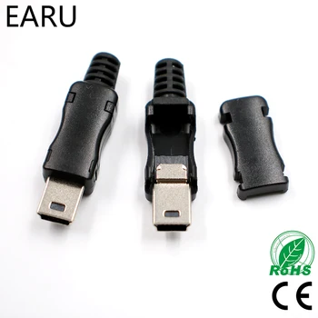 10pcs Mini USB 5 Pin T Port Male Zástrčku Konektora Plastový Kryt pre DIY Dropshipping Top Predaj SDA Dátový Kábel Drôt Line