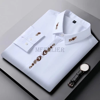 jar zimné mužov výšivky, kvetinové tričko dlhý rukáv plus veľkosť 12XL 10XL 14XL francúzsko košeľu formálne business tričko mferlier