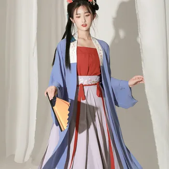 Staré Čínske Tradičné Hanfu Šaty Elegantné Ženy Víla Výšivky Fáze Ľudových Tanečných Kostýmov, Retro Tang 3 Ks Sád