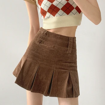 Ženy Menčester Skladaný Mini Sukňa S Pásu Slučky Detail Mini Skort 0