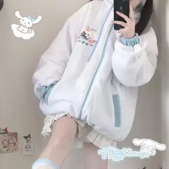 Pôvodné Cinnamoroll Mymelody Tlačené Fleece Bunda Anime Sanrio Cartoon Zimné Študentské Fleece Vatovaný Kabát Dievča Pár Bunda