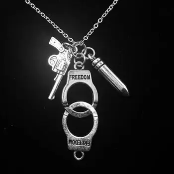Steampunk Handcuff Bullet Zbraň Náhrdelník Prívesok Pre Ženy, Mužov Milovníka Collares Vyhlásenie Choker Šperky Hip Hop Darčeky Bijoux