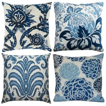 Modrá kvetina retro vzor obliečky na vankúš sofa vankúš domáce dekorácie môžu byť prispôsobené pre vás 40x40 50x50 60x60 45x45 0