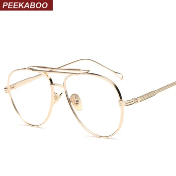 Peekaboo jasný objektív zlato muž rámy na okuliare pre mužov retro plochý top návrhár okuliare muž okuliarov, rámov ženy veľké 0
