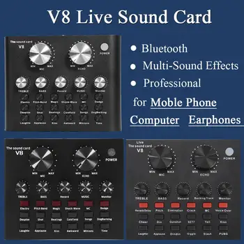 Live Zvukové Karty V8 Audio Externý USB Headset Mikrofón Live Vysielanie Zvukovú Kartu pre Mobilný Telefón, Počítač PC
