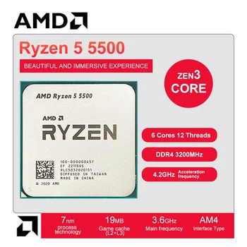 AMD Nové Ryzen 5 5500 R5 5500 3.6 GHz 6-Core 12-Niť CPU Procesor 7nm L3=16M Zásuvky AM4 R5 Ryzen Procesor Príslušenstvo