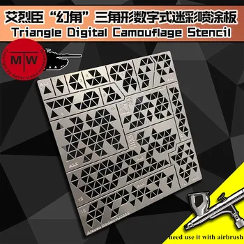 1/35 1/100 Rozsahu Trojuholník Digitálna Kamufláž Stenciling Šablóny Úniku Sprej pre Gundam Vojenské Model Nástroje