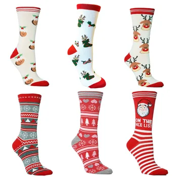 Unisex Vianočné Pančuchy Elk Santa Vzor Osobnosti Bavlnené Ponožky Uprostred Trubice Halloween Dlhé Ponožky Zimné Teplé Pančuchy