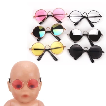 43 cm bábiky baby okuliare novorodenca Štýlovým kovovým rámom slnečné okuliare Baby hračky, príslušenstvo fit Americký 18-palcové Dievčatá bábiky q1