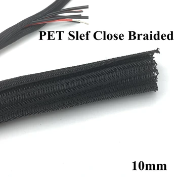 10 mm Kábel Rukáv PET Rozšíriteľná Pletená Vlastné Uzávierky Kábel Riadenia Loom Izolované Split Postroj Plášť Drôtu Zábal Ochrany